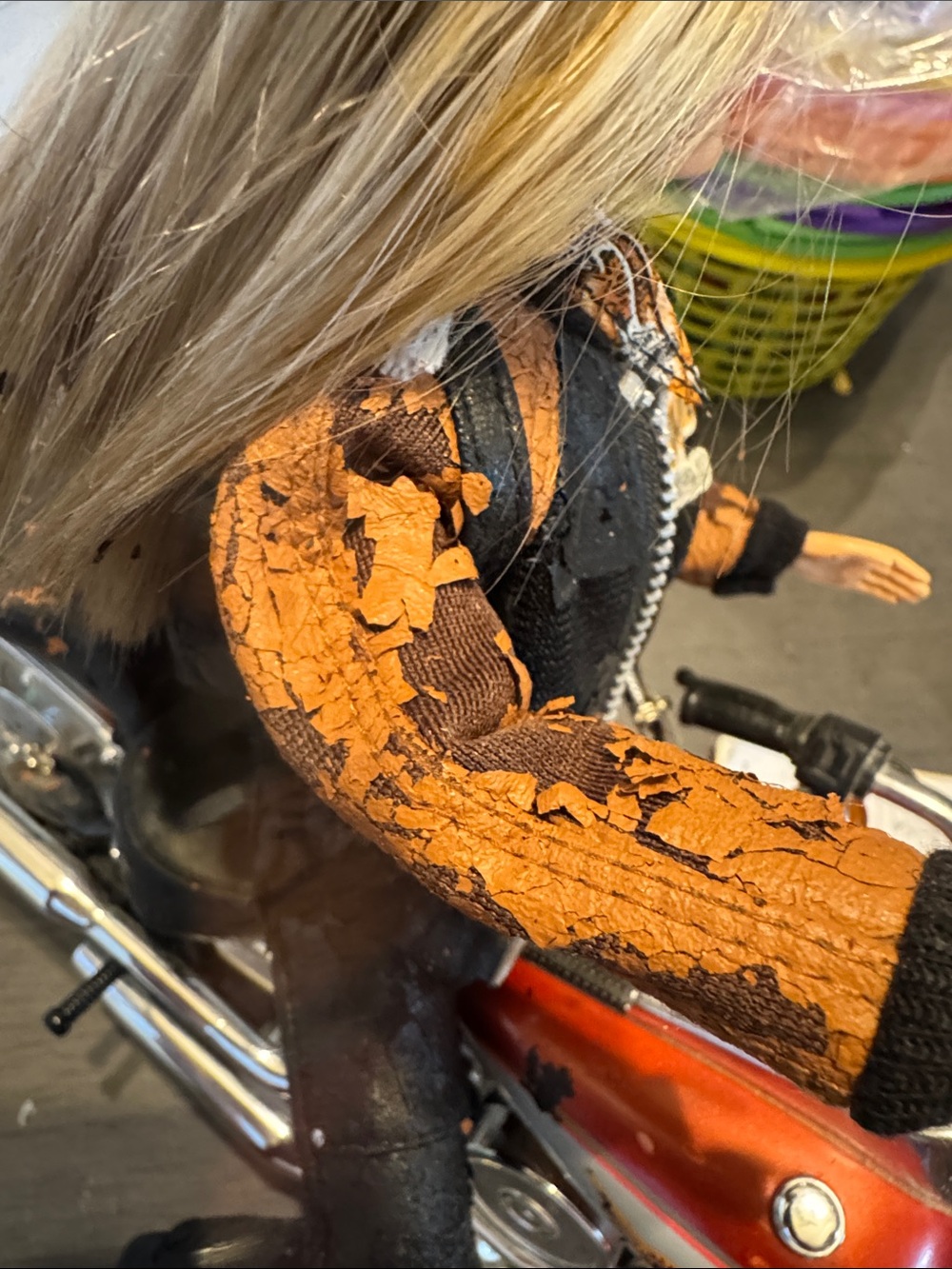 Harley-Davidson Black and Orange Barbie Doll Jacket on Motorcycle - Picture 10 of 13